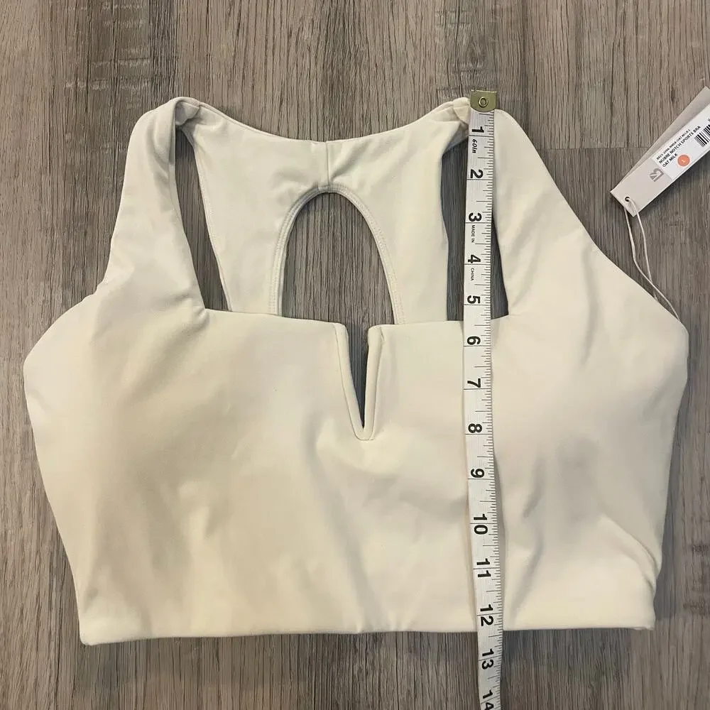 NWT $46 BuffBunny Buff Bunny Nubre Notch Sports Bra in Oat Milk (Cream) Sz L - Picture 16 of 16